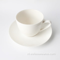 Britse pure witte bonechina koffiekopjesset